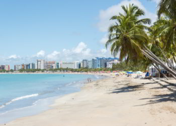 View of Ponta Verde in Maceio, Alagoas, Northeast of Brazil