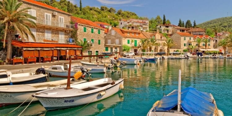 Harbour at Stomorska village on the island of Solta, Croatia.