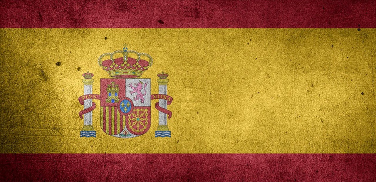 an antiqued painting of the spain flag