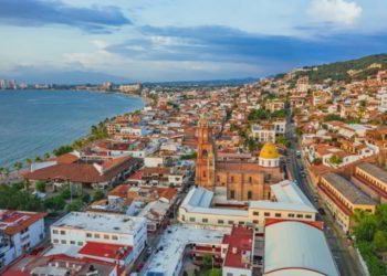 A view of Puerto Vallarta, Mexico during a cloudy afternoon