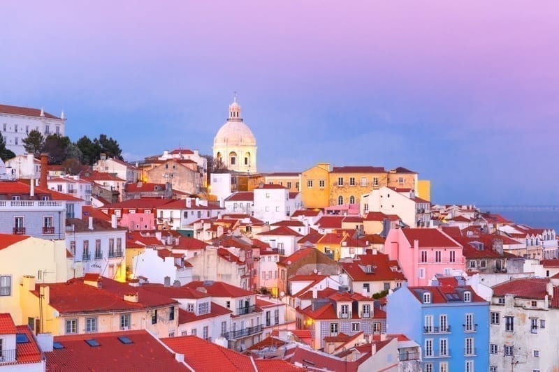 Alfama at night, Lisbon, Portugal.