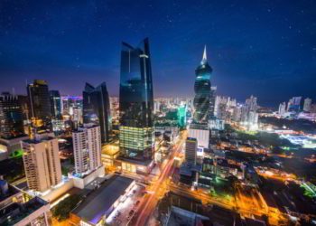 Skyscrapers in Panama City, Panama at night. invest in panama