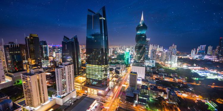 Skyscrapers in Panama City, Panama at night. invest in panama