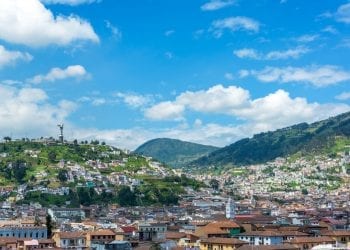 Quito in Ecuador view of the city with the mountains in the background