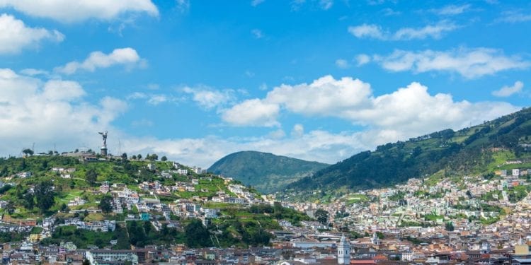 Quito in Ecuador view of the city with the mountains in the background