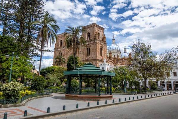 classic colonial cathedral set amongst palm trees