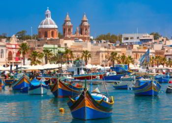 A harbor in Malta. map of malta