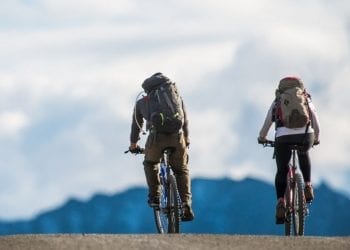 Two people on a cycle tour