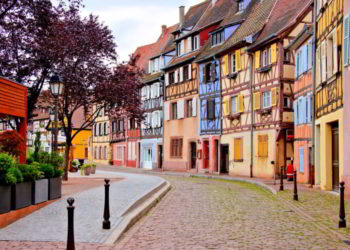 Quaint colorful houses of the Alsatian city of Colmar, France