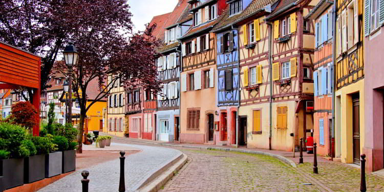 Quaint colorful houses of the Alsatian city of Colmar, France