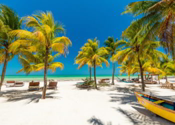 Tropical beach setting on Isla Holbox, Mexico