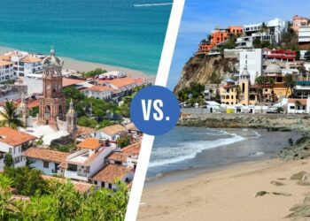 Puerto Vallarta vs. Mazatlan. Puerto Vallarta is on the left and Mazatlan on the right