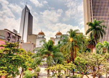 Central square in Medellin, Colombia