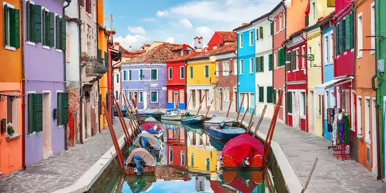 Colorful houses in Burano, Venice Italy. renovating real estate