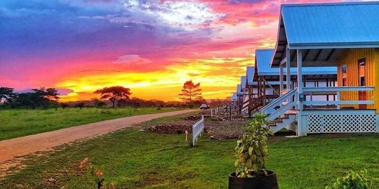 sunrise over Carmelita Gardens in Belize