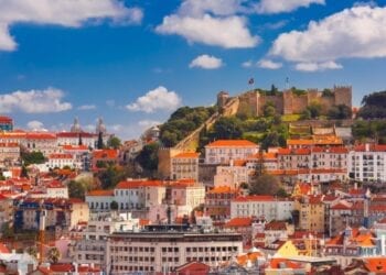 Historical center of Lisbon on sunny day, Portugal.