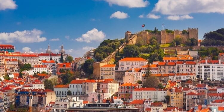 Historical center of Lisbon on sunny day, Portugal.