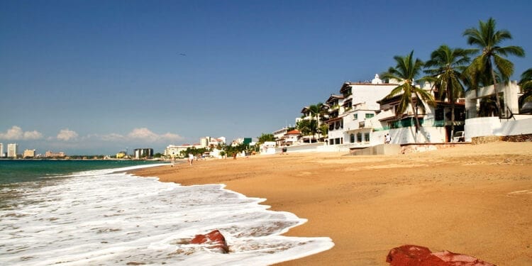 Beautiful beach at Puerto Vallarta beach on Pacific coast of Mexico