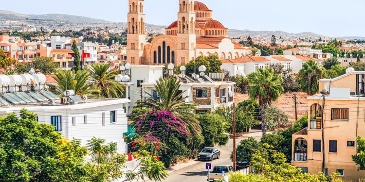 View of Paphos with the Orthodox Cathedral of Agio Anargyroi, Cyprus