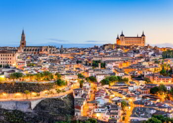 Toledo, Spain old town city skyline.