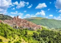 Idyllic italian village Castel del Monte in the Apennine mountains, L'Aquila, Abruzzo Italy