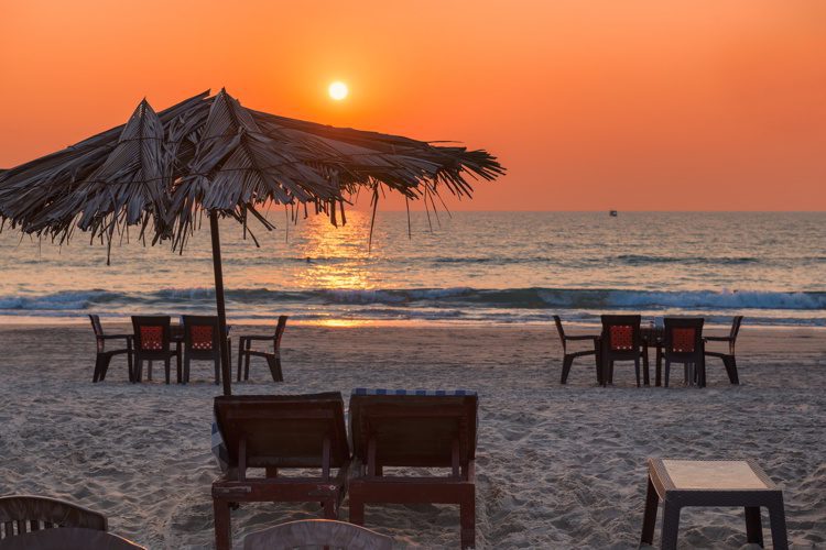 Sunset beach in Goa, India