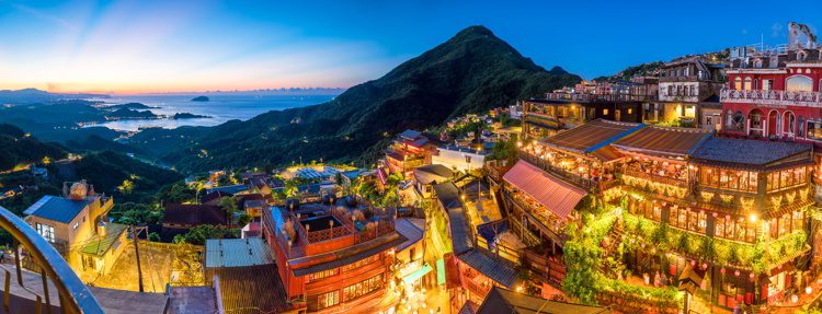 Top view of Jiufen Old Street in Taipei