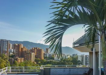 Buildings and Mountains in Medellin Colombia