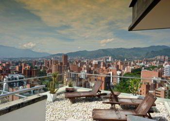 Rooftop of the Inntu Hotel in Laureles, Medellin