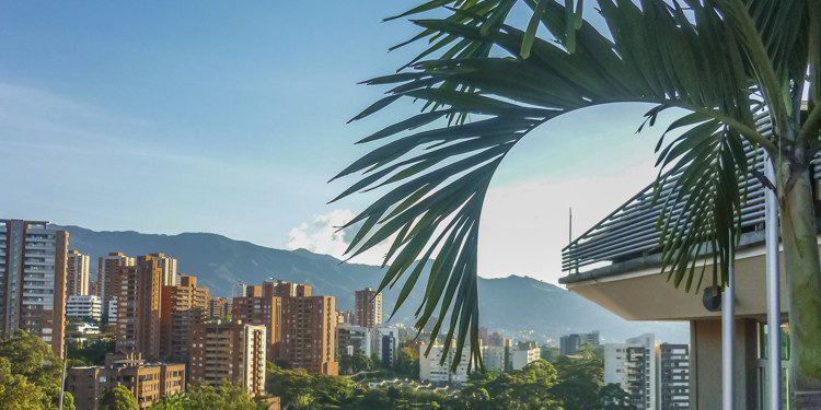 Buildings and Mountains in Medellin Colombia