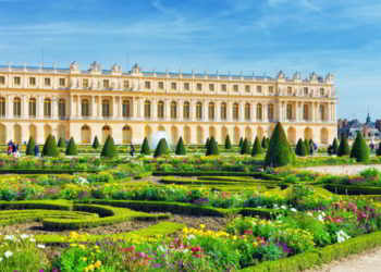 Pond in front of the Royal residence at Versailles near Paris