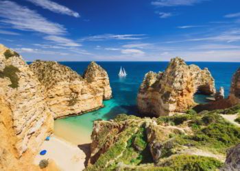 Beautiful bay near Lagos town, Algarve region, Portugal. safe place