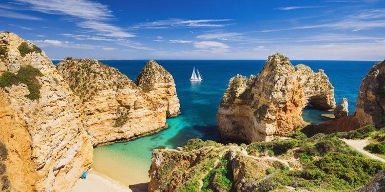 Beautiful bay near Lagos town, Algarve region, Portugal. safe place