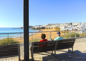 Seniors enjoying the sun at the sea, Lagos, Algarve, Portugal