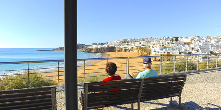 Seniors enjoying the sun at the sea, Lagos, Algarve, Portugal