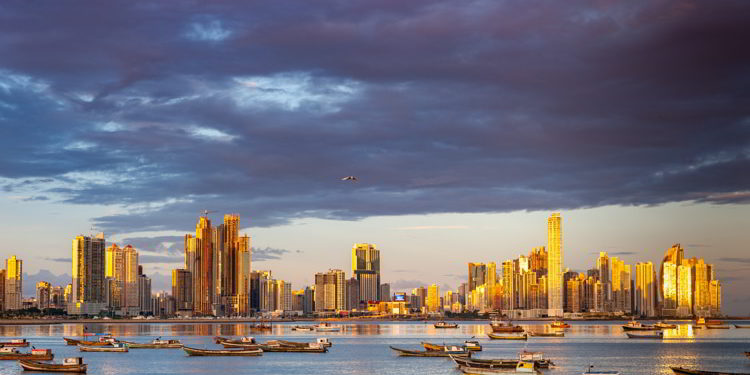 A view of Panama City during sunrise