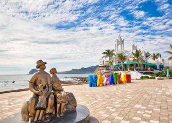 Letters at the entrance to Golden Zone, a famous touristic beach and resort zone in Mazatlan, Mexico