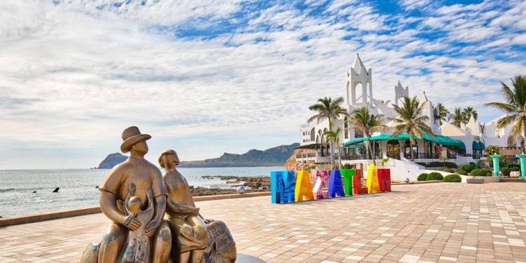 Letters at the entrance to Golden Zone, a famous touristic beach and resort zone in Mazatlan, Mexico