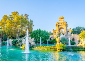 Cascada monumental fountain in Barcelona, Spain.