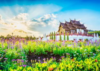 Thai style garden located in Royal Park Rajapruek, Chiang Mai, Thailand.