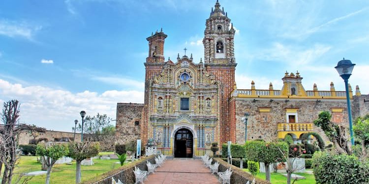 A church in Cholula, Puebla, Mexico