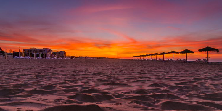 Sunrise on the Monte Gordo beach, Portugal