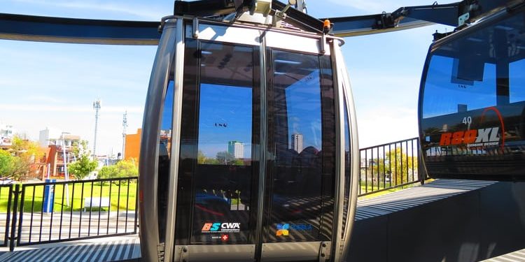 A cable car in Puebla, Mexico