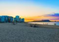 Sunset over Chipipe beach in Salinas, Ecuador