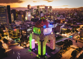 A city in Mexico at night