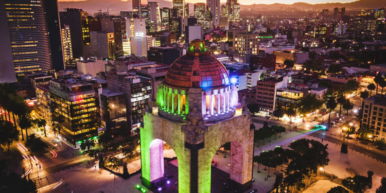 A city in Mexico at night