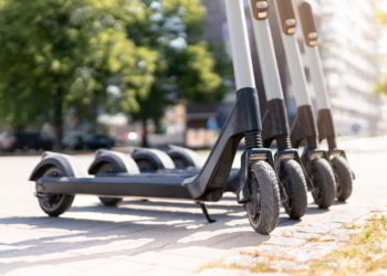 electric scooters in a city