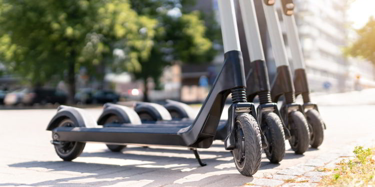 electric scooters in a city