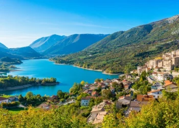 Panoramic view in Barrea, province of L'Aquila in the Abruzzo region of Italy