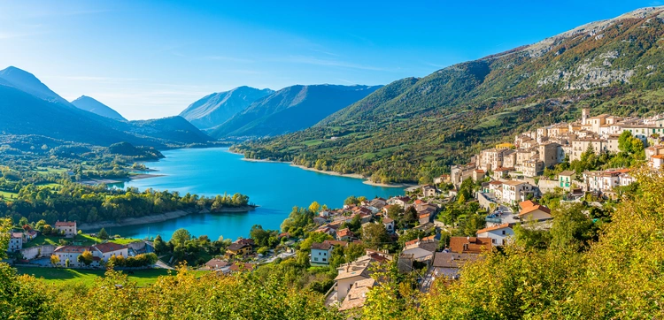 Panoramic view in Barrea, province of L'Aquila in the Abruzzo region of Italy